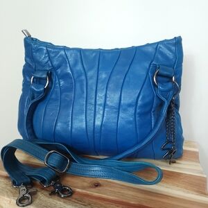 Silver Rose Teal Satchel Bag Metal SR Keychain